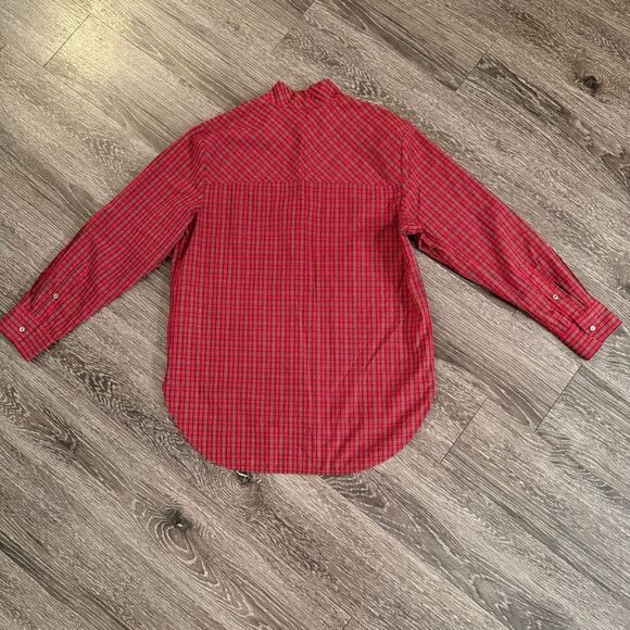 J. Crew Jeweled button popover tunic in red checkered plaid - Picture 8 of 9